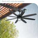 Fanbulous 72" Outdoor Ceiling Fans with Lights and Remote Control,IP65 Wet Rated Waterproof Ceiling Fan with 6-Speed DC Motor, Farmhouse Gazebo Fan for Porch Patios PavilionBlack
