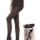 2 Pack Fleece Lined Translucent Sheer Tights (Black, Size Medium)