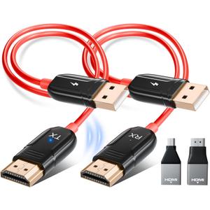 LXJADAP Wireless HDMI Transmitter and Receiver, 4K Decode 1080P@60Hz Ultra HD Video Output Wireless HDMI, 2.4G/5.8G Plug&Play for Streaming Video and Audio to Monitor from PC/Projector/Laptop/TV Box (Reddish Black)