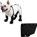 BECROWM Waterproof Dog Boots for Small/Medium Dogs Dog Paw Protectors Dog Suspender Boots AntiSlip Pet Shoes for Outdoor Walking, Reflective StayOn,DirtProof Comfortable Booties (Black, Medium)