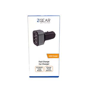 ZGear High Power 3-Port USB Car Charger - Black