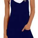 Womens Summer Rompers Casual Loose Sleeveless Overalls Spaghetti Strap Shorts Jumpsuit Beach Vacation Outfits (XXL, Dark Blue)