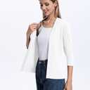 Bettysays Women's 3/4 Sleeve Open Front Cropped Cardigan Sweater Elegant Shrugs for Women (White, S)