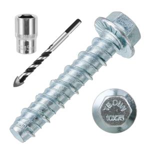 FMhotu 3/8 x 2-1/2" 25pcs Concrete Screws, Nickel Plated Concrete Screw Drill Bit Set for Anchoring Masonry, Brick or Concrete Block (25pcs)