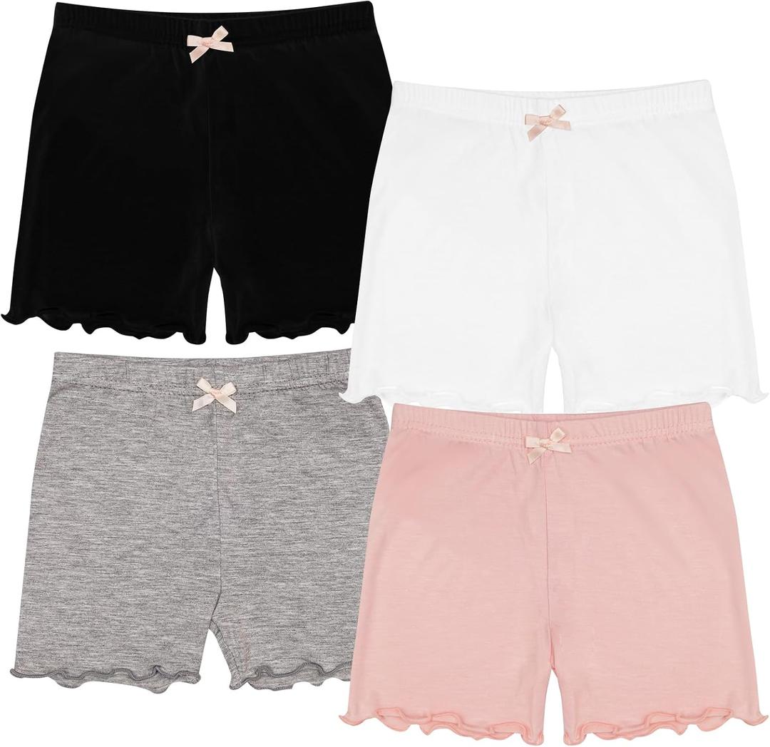 Avxdbr 4 Pack Girls Bike Shorts Under Dress Shorts for Girls | Breathable Strechtchy Summer Cartwheel Shorts Under Dress for Girls
