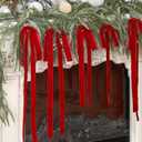 Janinka 12 Pcs 3 Sizes Red Velvet Bows Christmas Tree Ornaments Vintage Christmas Ribbon Bow for Tree Garland Rustic Wreath Indoor Xmas Decoration