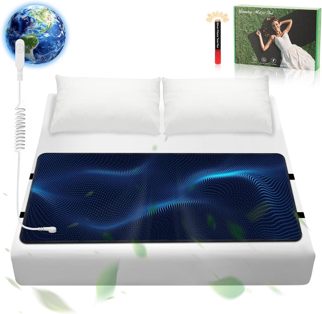 Grounding Mat with Grounding Cord, Anti-Static Earthing Pad for Home & Bed Use, Non-Slip Soft Conductive Mat (Queen, 60"x27")