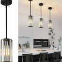 Black Pendant Lighting Modern Pendant Light Mini Crystal Chandeliers Adjustable Pendant Light Fixture for Kitchen Island Dinning Room Corridor Bedroom(Black 3-Pack)