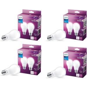 PHILIPS LED 60W A19 8-Pack Ultra Definition Daylight (5000K) 800 Lumen (8W = 60W) Dimmable Frosted Flicker-Free Light Bulbs
