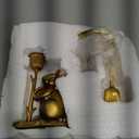 Havawish 2 Pcs Easter Bunny Taper Candle Holder Vintage Gold Bunny Decorations Rustic Candlesticks Pedestal Rabbit Centerpieces Decor for Easter Home Mantle Table