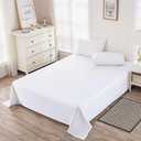 Flat Sheet Queen Size, Soft 300 Thread Count 100% Cotton Sheet, Sateen, Cooling & Breathable Bed Sheets, White Top Sheet, Flat Sheets Only, Single Flat Sheet Only (White, Queen)