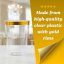 Bluesky Elegant Gold Rim Plastic Tumblers - 8oz Crystal Clear Plastic Cups (50 Count) Disposable Clear Cups For Wine & Cold Beverages | Perfect Elegant Cocktail Cups for Weddings & Parties (EXP 11/30/26)