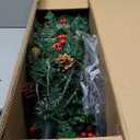  4.5Ft Pre-lit Hinged Pencil Christmas Tree w/Pine Cones Red Berries & 150 Lights