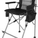 Extra Tall Folding Chairs for Adults 330lbs, Portable Bar Height Foldable Director Chairs for Camping Outside, Comfortable with Makeup Pocket, High Back and Footrest, Black