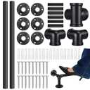 Zonon 8 ft Bar Foot Rail Kit, Matte Black Industrial Pipe Railing for Bar