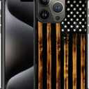 DJSOK Case for iPhone 16 Pro,Luxury Pattern Design Shockproof Rugged Cover,Cases for Man Woman-Classic Wood Grain Old Flag