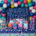 16 Pack Tropical Rainbow Party Favor Bags with Handles - Cute Cartoon Goodie Bags for Kids Birthday, Luau, Summer Beach Theme - Colorful Paper Treat Gift Bags for Classroom Prizes & Candy (Pink Blue Red)