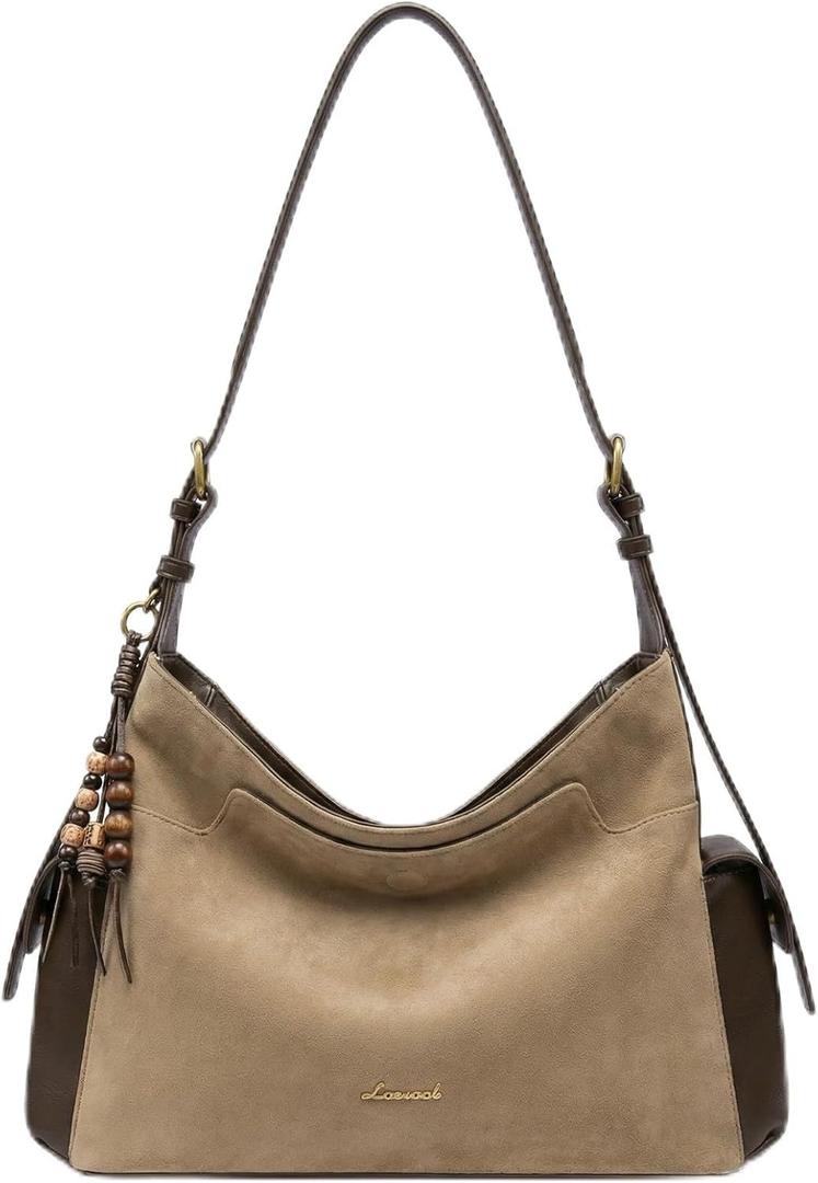 LOVEVOOK Hobo Purses for Women,Soft Faux Leather Crossbody Purse with Tassel Charms,Women's Shoulder Handbags for Daily (Medium, Sand Camel Brown)