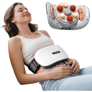 Stomach Massager for Digestion, Abdominal Massager with Heat, Electric Hands-Free Belly Massage Machine to Relieve Bloating, Period Pain and Constipation