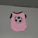 Petitebella Soccer Dog Shirt - Sporty Puppy T-Shirt with Soccer Ball, Breathable Soft Cotton Pet Clothes for Small Dogs Cats, Lightweight Summer Vest Apparel for Game Day Training (Pink, Small)