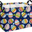 Essme Rectangular Easter Baskets,Bule Bins with Handles for Easter Decor,Shelf Basket,Toy Organizer,Easter Gift.Bule Easter