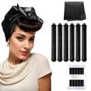 Overnight Hair Curlers Heatless Curls - 6 Pcs No Heat Blowout Curling Rods to Sleep In with Satin Hair Scarf