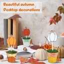 3 Pcs Fall Thanksgiving Pumpkin Mini Potted Wooden Sign Set Pumpkin Plant Pot Tabletop Centerpiece Tiered Tray Decor for Home Gifts Bathroom Shelf Harvest Office Desk Plant Decor