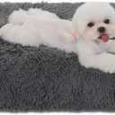 Bedfolks Waterproof Crate Bed, Plush Dog & Cat Kennel Pad, Faux Fur, Washable, 23"x18", Dark Grey