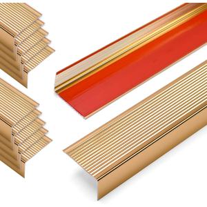 36" Metal Stair Nosing, Self Adhesive Aluminum Stair Edge Protector, Non Slip Stair Treads, for Indoor Outdoor Staircases, 36 x 2 x 1.2in (10 Packs, Golden)