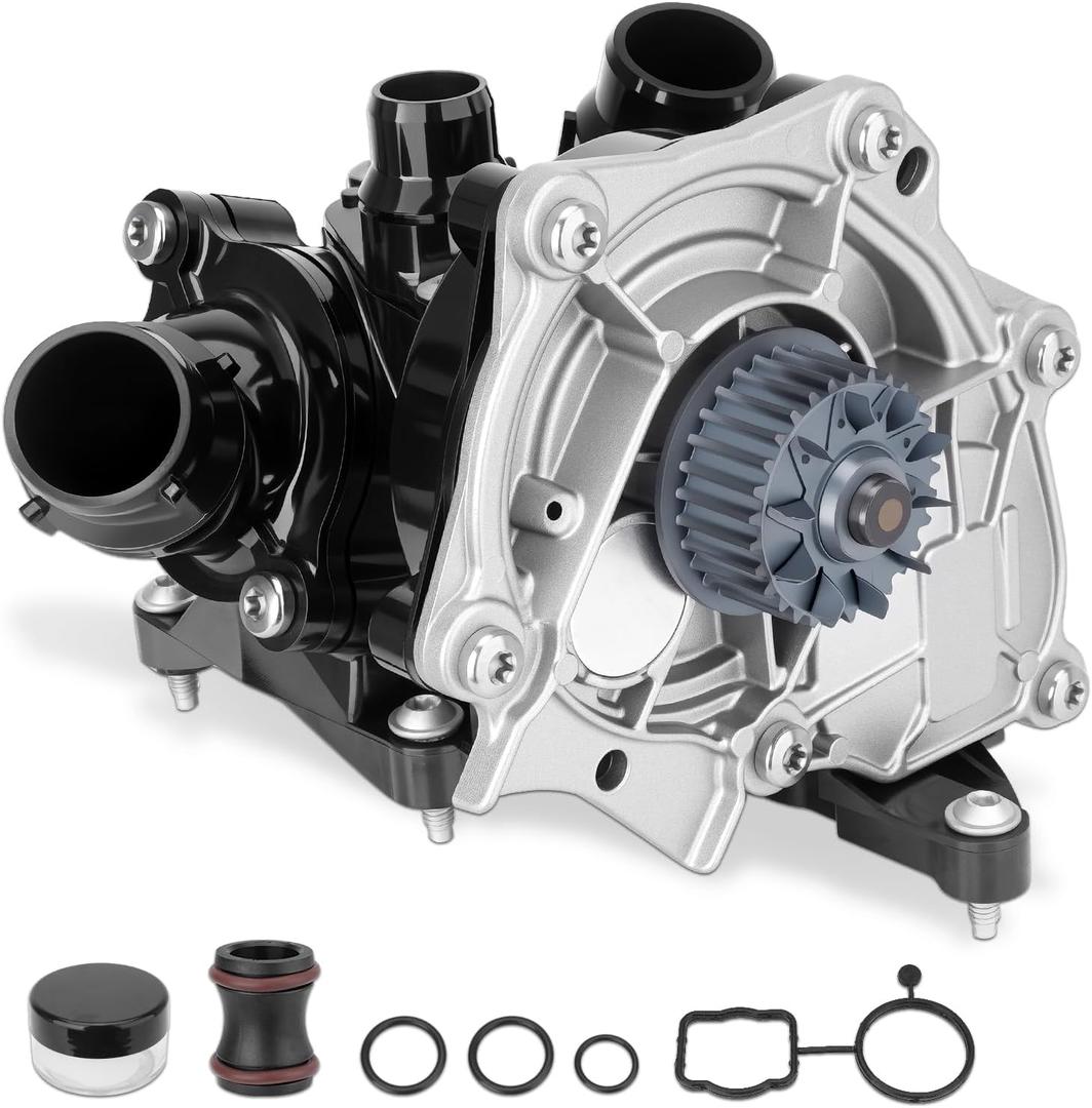 06K121111P Engine Water Pump Thermostat Assembly with Gaskets Compatible with VW Beetle Jetta Passat Golf SportWagen 2013-2018, 1.8L 2.0L L4 EA888, Replace # 06K121111H, 06K121111M, 06L121012L