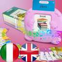 Bilingual English Italian Flash Cards - Talking Flash Cards for Kids, Pocket Speech for Toddlers 3-12, Educational Learning Audible Gift Play Cards Italian, Autism Sensory Toys (Pink)