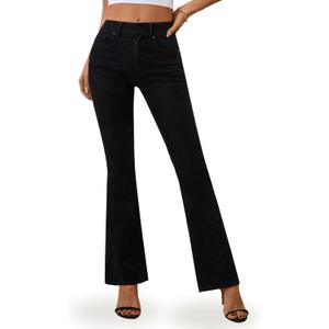 OFLUCK Bell Bottom Jeans for Women Stretchy Mid Waisted Trendy Flare Jeans Curvy Denim Pants (0 Short, Yw1016-black)