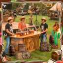23 Pcs Western Cowboy Party Decorations Including 2 Hay Bale Boxes 2 Wood Print Boxes 2 Wood Grain Barrel 1 Inflatable Cactus 16 Western Centerpieces Decor for Birthday Party Photo Props