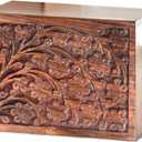 SOULURNS Cremation Urn for Human Ashes Decorative Wood Urns Memorial Urn Funeral Urns for Adults Wooden Urn for Men Women Rosewood pet urn (Tree of Life, Fits 80 Lbs)