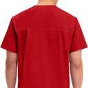 Cherokee Men's V-Neck Top Traditional fit with 4 Pockets, Ultra Soft, Durable, Fade Resistant, 2-Way Stretch Fabric - WW695 (Red, S)
