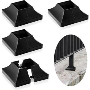 Landical 4 Pcs 2 Inch Interlocking Deck Post Base Cover for 2 x 2'' Post with 4.5 x 4.5'' Base Plastic Trim UV Resistant for Porch, Stair Handrail, Decking Railings, Fence