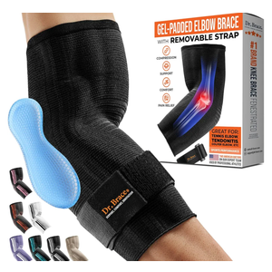 DR. BRACE® Elite Elbow Brace Support, Breathable Elbow Compression Sleeve with Gel Pad for Golfer's, Tennis Elbow & Tendonitis Treatment & Pain Relief 2024 (Black, Medium)