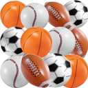 16" Inflatable Sports Beach Balls Variety Pack (12 Pcs) - 3 of Each - Basketball, Baseball, Football, Soccer Beach Balls for Sports - Themed Parties, Pool Toys, Birthday Decorations, and Party Favors