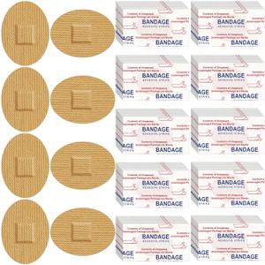 Funtery 200 Pcs 1'' x 1 1/4'' Adhesive Spot Bandage Round Fabric Adhesive Circular Small Face Bandages with Non Stick Pad Latex Free for Skin Wound Care