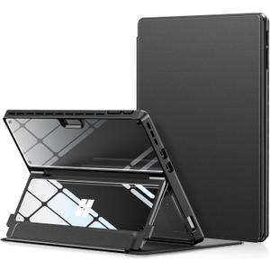 INFILAND Microsoft Surface Pro 11/10/9 Case, Military-Grade Drop Protection High Clearity Case Leather Cover Designed for Surface Pro 11th Edition AI, Work with Type Cover Keyboard, Black