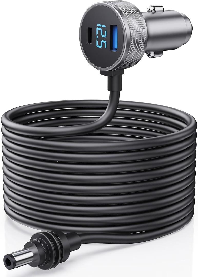 Starlink Mini Cable, 3 in 1 Starlink Mini Car Charger DC Power Cable+ Cigarette Lighter Adapter 12V-48V with Digital Display, Durable USB C PD 40W and USB A 35W Ports for Trucks and Cars (16.4FT)