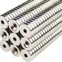 30 Pieces 10 x 3mm with 3mm Countersunk Hole Disc Fastener Magnets Rare Earth Refrigerator Neodymium Magnets - 0.4 inch D x 0.11 inch H with 0.11 inch D Screw Hole