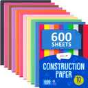 Alitte Construction Paper Assorted Colors - (600 Sheets, 9x12), Craft Paper, 10 Bright Colors - Bulk Pack Arts & Crafts Projects - Colored Paper For Preschool, Home, And Classroom Supplies