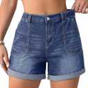  PINKMSTYLE Womens Jean Shorts High Waisted Denim Short (Blue)