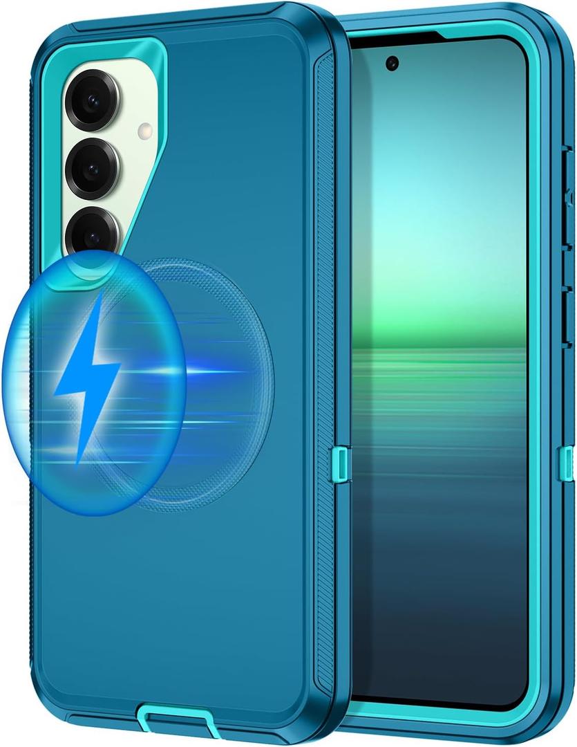I-HONVA for Samsung Galaxy S25 Plus Case,Galaxy S24 Plus Case [Compatible with MagSafe] Shockproof 3-Layer Full Body Protection [Without Screen Protector] Rugged Heavy Duty Cover,Turquoise