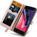 Wallet Case for iPhone 7 Plus/iPhone 8 Plus with Card Holder/Slot,PU Leather Flip Folio Shell [Magnetic Closure][Wrist Strap][Kickstand] Shockproof Cover Fit iPhone 7 Plus / 8 PlusRose Gold
