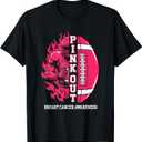  Pink Out - Breast Cancer Awareness Football Pink Ribbon T-Shirt, S