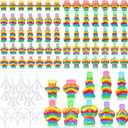 Bokon 100 Pcs Plastic Sand Art Bottles Bulk Sand Art Containers with 20 Pcs Funnels for DIY Crafts Wedding Birthday Party Decoration, 10 Style(Plastic Cap)