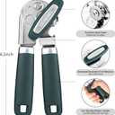 Beneno Heavy Duty Hand Can Opener Manual with Magnet, Durable Sharp Carbon Steel Blade Smooth Cutting, Big Effort-Saving Knob & Soft Grip Handle, Multifunctional Kitchen Tool with Bottle Opener, Green