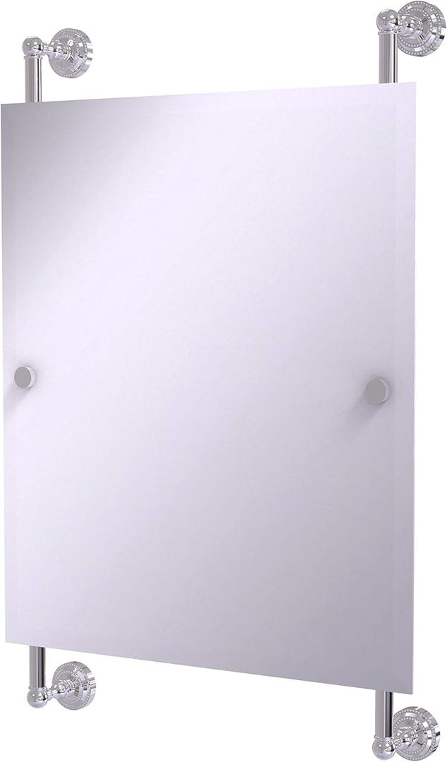 Allied Brass Dottingham Collection Rectangular Frameless Rail Mounted Wall Mirror, Polished Chrome